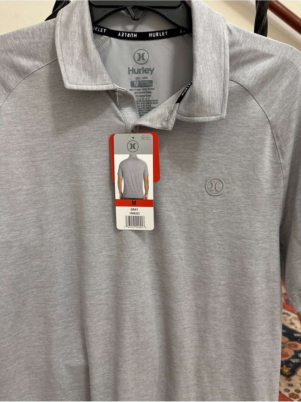 Hurley Light Gray Athletic Polo with Tonal Logo